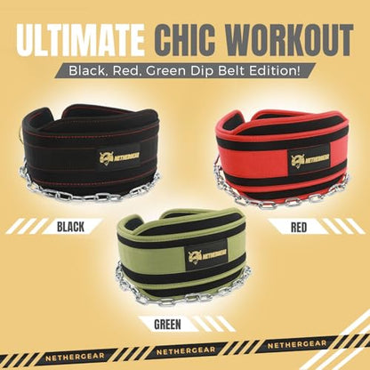 Dip Belt for Weight Lifting with 36” Heavy-Duty Steel Chain, Comfortable Neoprene & Strong Stitching, Weighted Belt Ideal for Bodybuilding, Powerlifting, Pull Ups & Squats