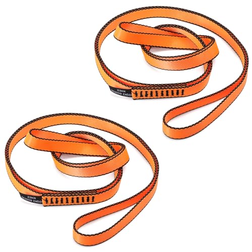 18MM Nylon Climbing Sling Runner 23KN CE2008/EN566 Strong Webbing Straps for Rock Climbing,Mountaineering, Rappelling, Swing, Yoga Hammock etc - color: Orange, size: 120cm/ 48inch |Pack of 2