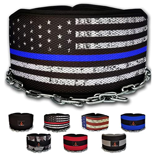 Weighted Belt with Chain, For Pullups, Dips, Weight Lifting, Powerlifting, & Cross Training - color: BlueLine