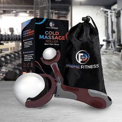 Cold Massage Roller Ball | Cold Therapy | Ice Roller Ball with Handle | cryo Stick | Relieve Muscle Pain (Maroon) - color: Maroon