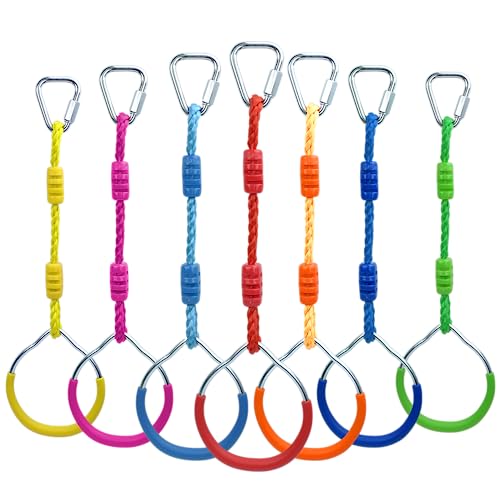 7 Colorful Ninja Ring Fitness Gymnastic Ring Outdoor Backyard Playground Training Equipment Play Set, Funny Jungle Gym Fist Hanging Swing Monkey Bars Ninja Warrior Obstacle Course Trapeze Accessories - color: Multi-color, size: 7 Pack