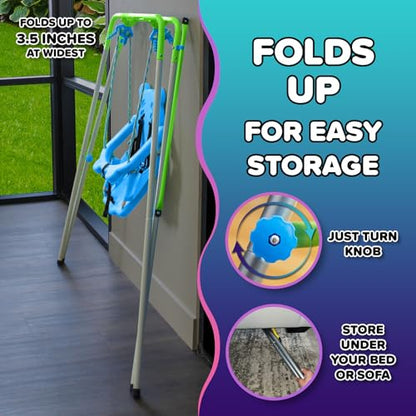 Sportspower FNS-004 My 1st Toddler Swing - Heavy-Duty Baby Indoor/Outdoor Swing Set with Safety Harness, Puppy Version, 58" L x 58" W x 47" H - color: Baby Blue/Yellow