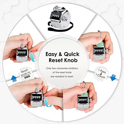KTRIO Metal Handheld Tally Counter, 4-Digit Mechanical Clicker | Battery-Free Counter, 4-Digit Display, Durable Metal Casing, Portable Finger Ring, Multi-Use Clicker - style: 3 Pack