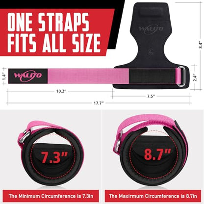 Weight Lifting Wrist Strap，Double Layer Leather Wrist Wraps with Neoprene Padding for Weightlifting & Deadlifts – Adjustable Gym Straps for Men & Women - color: Pink