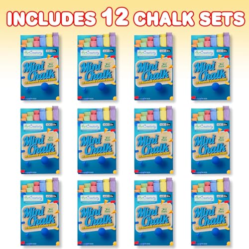ArtCreativity 144 Count Mini Chalk Sets for Kids (12 Boxes) Non-Toxic Summer Art and Craft Supplies - Small Individual Chalk Packs in Bulk for Classroom Gifts, School Supplies, and Summer Party Favors - style: 12 Boxes