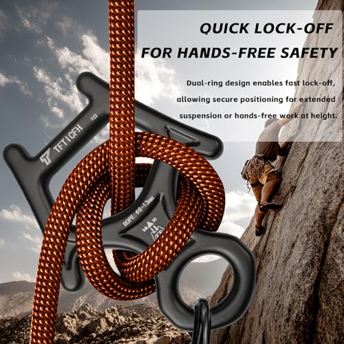 Figure 8 Descender, 30kN Climbing Descender, Heavy Duty 7075 Aluminum Belay & Rappel Equipment for Climbing, Mountaineering, Arborist, Caving, Aerial Yoga - color: 30kN-Black