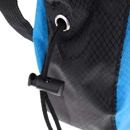 Chalk Bag Storage Pouch for Rock Climbing Gym with Drawstring and Adjustable Waist Belt * Black and blue -