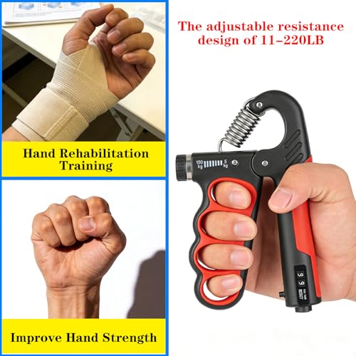 Hand Gripper Strengthener, 11-220LBs Adjustable Resistance Grip Strength Trainer with Counter, Forearm Exerciser for Injury Recovery and Muscle Building - color: Green-2PCS