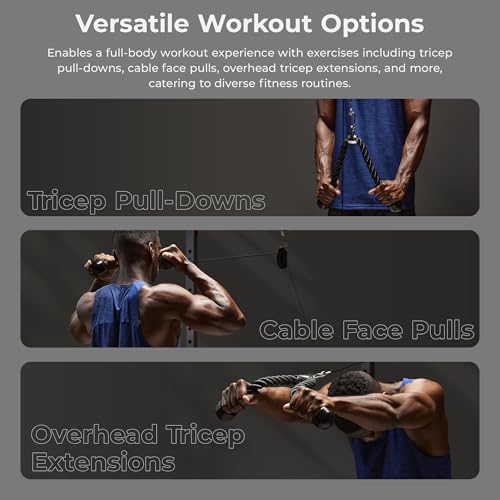 Sunny Health & Fitness Power Cage Squat Rack Attachments for Home Gym | Strength Training, Expanded Workout Variety, Durable Construction, Secure Fit, Quick Installation, Versatile Exercise Support - style: Tricep Rope