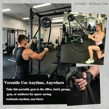 Endless Rope Trainer,Cable Pulley System for Home Gym,Pull Down Machine with 14 FT Closed Loop Nylon Rope,Adjustable Resistance 66LB Max Cable Machine for Back,Arms,Grip Strength Training