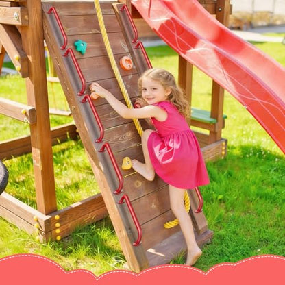 Dolibest 6 Pack 17 Inch Playground Handles, Metal Monkey Bars Indoor & Outdoor, Heavy Duty Ceiling Grab Bars & Wider Base for Climbing Frames, Treehouses, Swing Sets, Wall Ladders & Bunk Beds –Red - color: ‎red 2- 17 Inch-6pcs