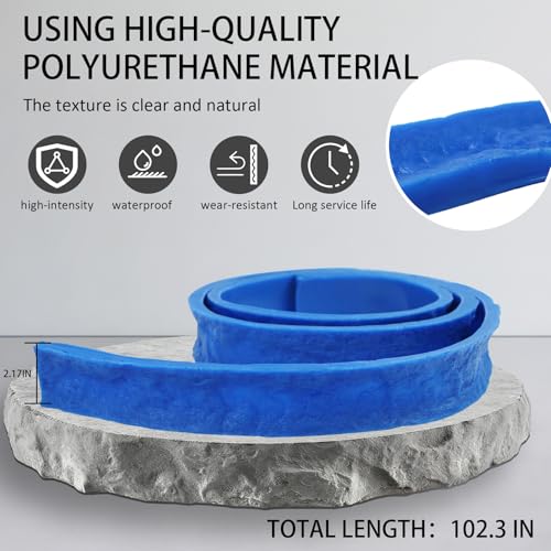 102.36" L x 2.17" W x 0.59" T Concrete Edge Mold, Stone Rock Edge Form Liner, Concrete Countertop Edge Form with Chiseled Stone Finish for Countertops, Steps, Benches & Fireplace Edging - size: 102.36 L x 2.17 "W x 0.59 "T