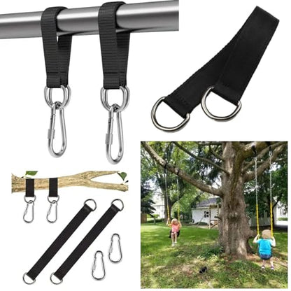 2 Pack Tree Swing Straps Hanging Kit 50cm 400lbs Heavy Duty Belt with Safer Lock Snap Hook Clip Carabiner Connector for Hammock Punching Bag Swings Chair Seat Gym Bar Handle Cable Outdoor