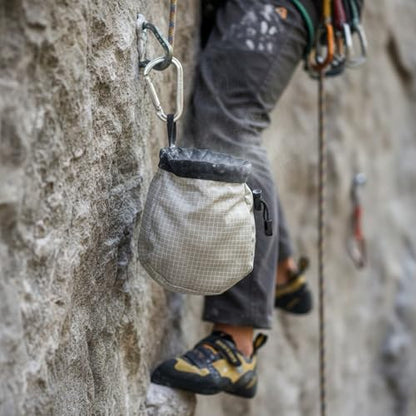 Climbing Chalk Bag with Drawstring Closure - Lightweight Waist Pouch for Rock Climbing, Bouldering & Gym Training (6.7 Inch Opening) - color: Silver
