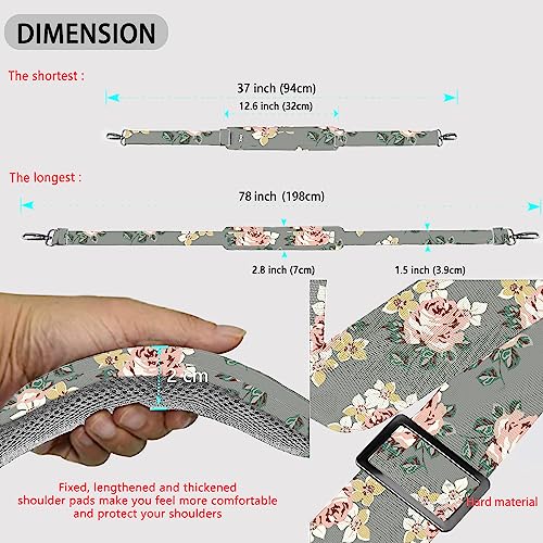 ZINZ Shoulder Strap 78" Universal Handbag Strap with Ultra-thick Fixed Padded and Dual Balanced Adjustable Buckles Shoulder Crossbody Strap for Briefcase Messenger Bag Laptop bag Luggage，Gray rose - color: Gray Rose