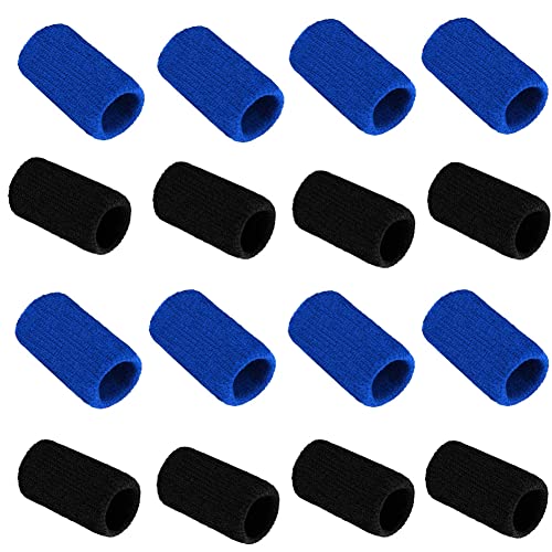 Honkenda 20 Pack Finger Sleeves Protectors for Basketball Tennis Baseball Badminton Volleyball, Sport Elastic Compression Splints Thumb Sleeves for Pain Relief Arthritis Trigger Finger (Blue Black)