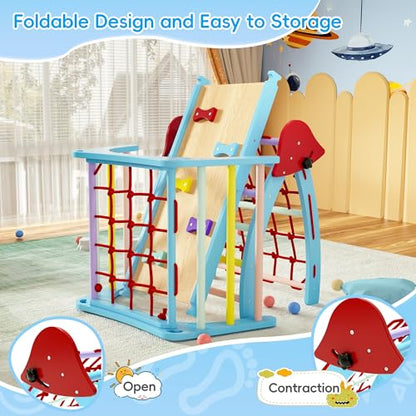 TOLEAD Pikler Triangle Set, Montessori Climbing Set, Climbing Toys for Toddlers 1-3 Inside, Foldable Baby Climbing Wooden Toys for Toddlers 1-6 Years