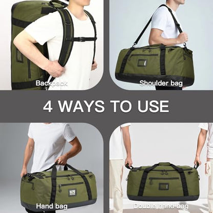 TUGUAN 100L Extra Large Travel Duffle Bag Backpack for Men, 3 in 1 Sports Duffel Bags W/Adjustable Shoulder Strap & Dividers Gym Equipment/Gear Weekend Overnight Bag for Trip Camping Hiking, XL Green - color: Green