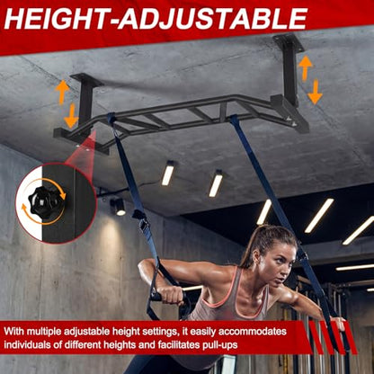 Generic 47 Inch Heavy Duty Ceiling Mount Pull Up Bar Adjustable Height&Supports to 600 Lbs Multi-Grip Chin Up Bar for Home Gym Workout