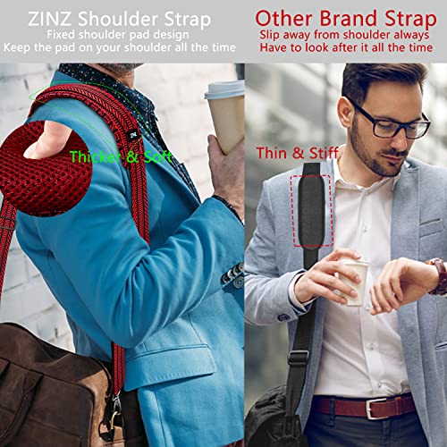 Shoulder Strap 78" Universal Handbag Strap with Ultra-thick Fixed Padded and Dual Balanced Adjustable Buckles Shoulder Crossbody Strap for Briefcase Messenger Bag Laptop bag Luggage，Bk&Red Jacquard - color: Black&red Jacquard