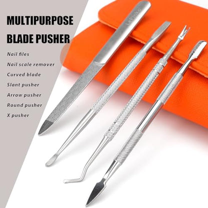 Nail Clippers Set for Thick Toenails and Fingernails, Heavy Duty Podiatrist Clippers for Ingrown Nails, Manicure Sets with Travel Leather Case, Gifts for Stocking Stuffers Men Women, 6PCS Orange - size: 6PCS
