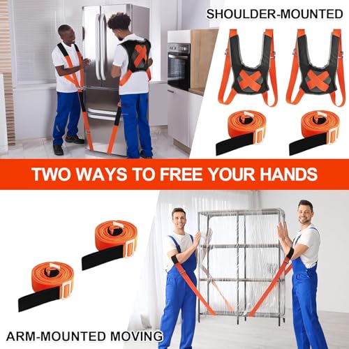Moving Straps,Adjustable Shoulder Furniture Moving Lifting Strap Easily and Safely for 2 Movers Moving Furniture, Appliances, Mattresses,Heavy Duty up to 800 lbs - color: Orange & Black