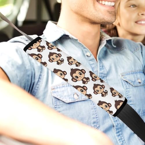 1 Pair Universal Fit Seat Belt Cover for Elderly Support, Most Cars, Cute Monkeys Seat Belt Cushion, Neck and Shoulder Support - color: Pattern 788