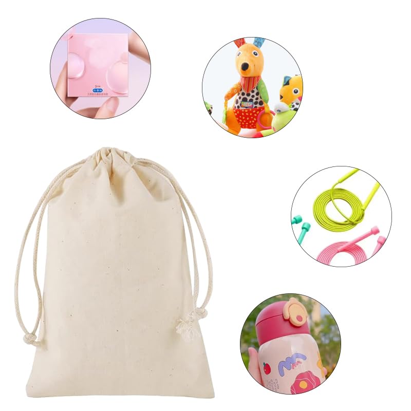 gobyhumm 50 Pcs Cotton Muslin Drawstring Sachet Pouch Bags （4 * 6"） | Pure Cotton Sachet Bags，Reusable Empty Gift Pouches for Party Home Supplies - color: 50 pcs,4*6"