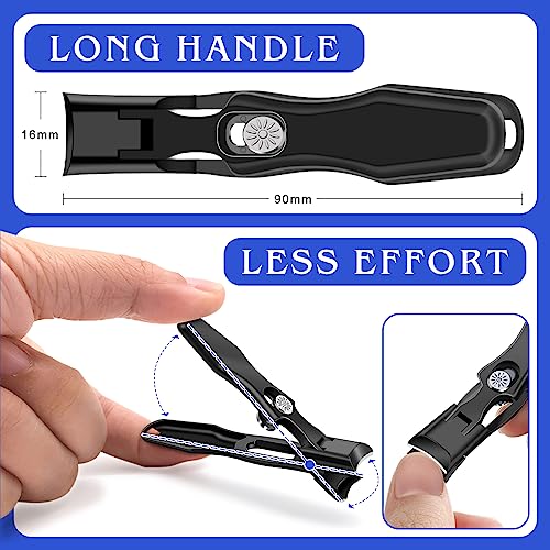 German Nail Clippers for Men with Catcher | Heavy Duty Toe Nail Clippers for Thick Nails Seniors, Ultra Sharp Fingernail Clippers, Anti Splash Nail Cutter - style: Thick Nail Clipper with Catcher