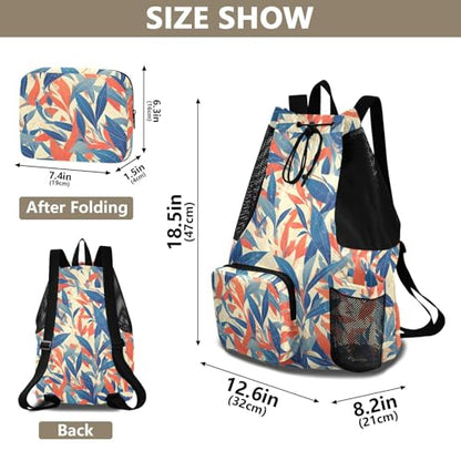 GuoChe Drawstring Backpacks Gym Swim Bag With Inside Pockets Pull String Bag Waterproof Colorful Leafs - color: Colorful Leafs