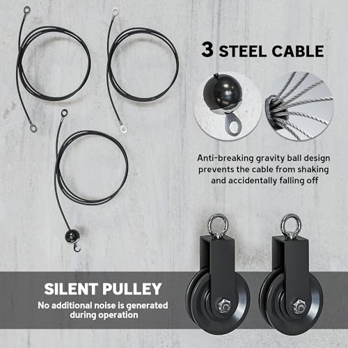 Soozier Weight Cable Pulley System Gym, Pulley System for Home Gym, Cable Machine Power Rack Pulley Attachment for LAT Pull Down, Biceps Curl, Tricep Workout, Red
