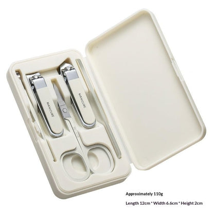 [5 Pack] Mini Suitcase Manicure Set, Stainless Steel Nail Clipper Kit with Cute Travel Case, Portable Grooming Set for Fingernails & Toenails, Professional Pedicure Tools (White)
