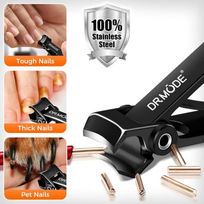 Toenail Clippers for Thick Toenails for Seniors, Angled Head Long Handled Toe Nail Clippers for Men with Wide Jaw Opening, Heavy Duty Large Finger Nail Clippers Adult Cutter with Catcher, Black - style: Black Wide Opening & Angled Head