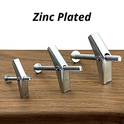 HASWARE Toggle Bolt 29 Pcs Zinc Plated Steel 1/8",3/16",1/4" and Wing Nut Assortment Kit for Hanging Heavy Items on Drywall - size: 3 Size Kit (29 Pack)