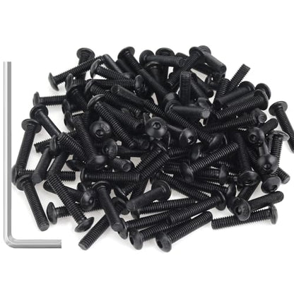 105 Pieces M4 x 20mm Button Head Socket Cap Screws, Thread Pitch 0.7mm, Sutemribor M4 Black Screws, 10.9 Grade Alloy Steel, Black Oxide Finish, Fully Threaded - size: M4 x 20mm, style: Button Head