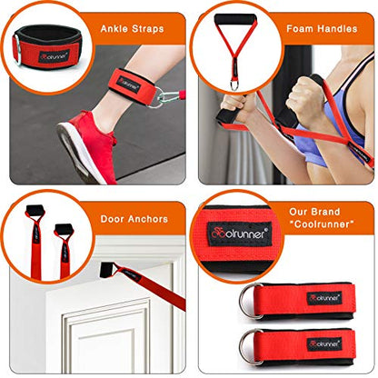 14 PCS Resistance Bands Set, Exercise Tubes, 20lbs to 40lbs Workout Bands | with Handles Protective Nylon Sleeves Door Anchor Ankle Strap, Elastic Exercise Bands for Men Women - up to 150lbs