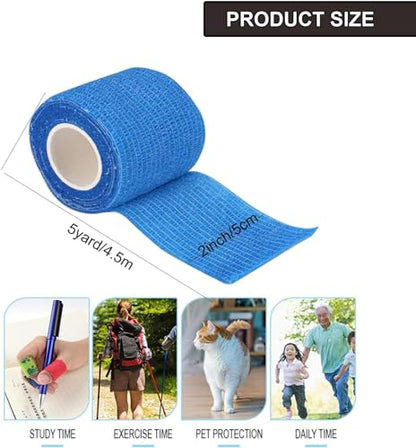 24 Pack Self Adhesive Bandage Wrap 2 Inch x 5 Yards (Black) | Non-Woven Bandage,Vet Wrap Breathable Elastic Self-Adherent Tape for Stretch Athletic, Sports, Wrist, Ankle - color: Black-24