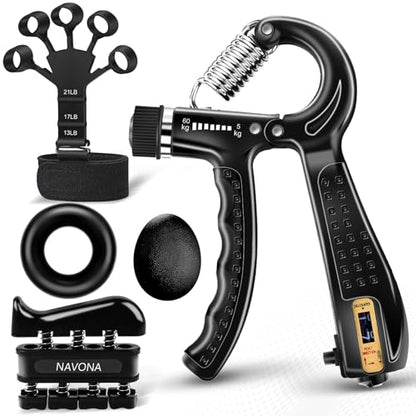 5/10 PCS Grip Strength Trainer Kit, Hand Gripper Strengthener, Forearm Strengthener, Finger Strengthener, Finger Exerciser, Stress Relief Ball,Forearm Workout Ring for Muscle Building and Injury Recover - size: Black-5P