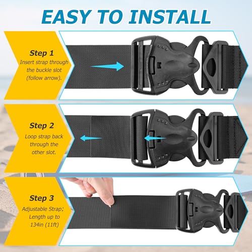 Enhon 2 Pack Floating Mat Straps Nylon with Quick Buckles, 94 Inch | Adjustable, Secure Storage, Reusable Nylon Webbing, Quick Release Buckle, for Floating Mats Yoga, Pool Water Activities