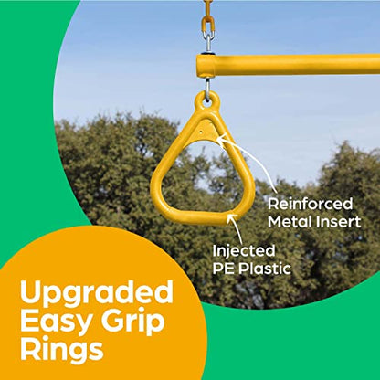 Jungle Gym Kingdom Swing Sets for Backyard, Monkey Bars & Swingset Accessories - Set Includes 18" Trapeze Swing Bar & 48" Heavy Duty Chain with Locking Carabiners - Outdoor Play Equipment (Yellow) - color: Yellow