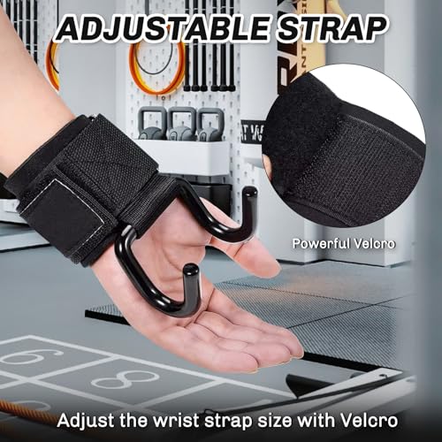 Weight Lifting Hooks, 1 Pair Lifting Hooks for Weight Lifting, 330 LB Heavy Duty Gym Lifting Wrist Strap Hook for Deadlifts, Pull-Ups, Strength Training 0.4inch Grip Weightlifting Hooks for Teen
