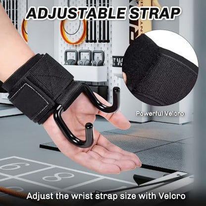 Weight Lifting Hooks, 1 Pair Lifting Hooks for Weight Lifting, 330 LB Heavy Duty Gym Lifting Wrist Strap Hook for Deadlifts, Pull-Ups, Strength Training 0.4inch Grip Weightlifting Hooks for Teen