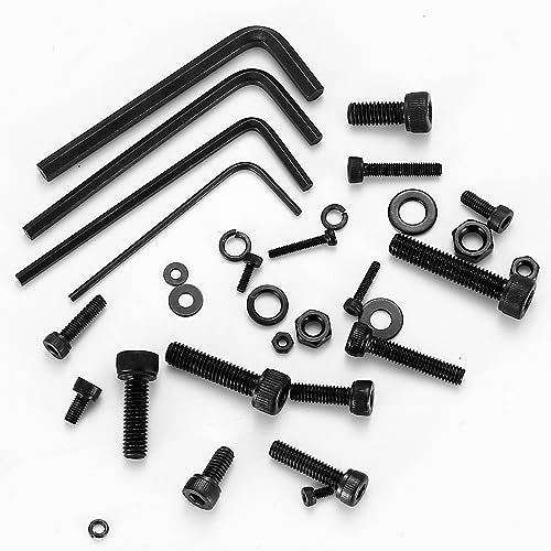 1680 Pcs M2 M3 M4 M5 Metric Hex Head Bolts and Nuts and Washers Set, Hex Socket Head Cap Screws Bolts and Nuts and Washers Assortment Kit, Black Machine Screws Set | Machine Bolt Nut Washer Assortment Kit Hardware Fastener
