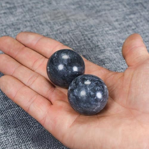 Traditional Chinese Baoding Balls, Marble Health Exercise Stress Relief Balls, Dark Grey, 2-Piece Set (Dark Grey, Small-1.38") - color: Dark Grey, size: Small-1.38"