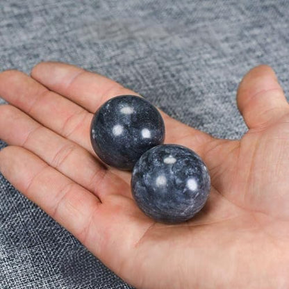 Traditional Chinese Baoding Balls, Marble Health Exercise Stress Relief Balls, Dark Grey, 2-Piece Set (Dark Grey, Small-1.38") - color: Dark Grey, size: Small-1.38"