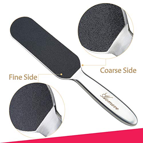 Homeve 2 Pieces Professional Pedicure Foot File - Reusable Stainless Steel Feet Rasp with 20 Replaceable Coarse-Fine Double Side Reusable Pads Cracked Skin Corns Callus Remover - size: 1 Count (Pack of 2)