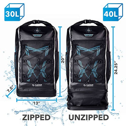 Platinum Sun Dry Bag Backpack Waterproof 40L Heavy Duty Roll-Top beach bag with Compartment for Dirty Stuff for Travel, Hiking, Boating