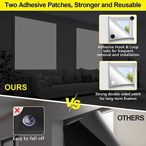 FADOTY 100% Blackout Curtains 2 Pack, 57"x 118" Black Out Window Cover | Blackout Window Film Shades Blinds, Cuttable, No Drill, Sun Heat Light Blocker for Bedroom, Nursery, Media Room, RV, White - color: White, size: 57"W x 118"H (Pack of 2)