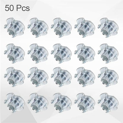 HARFINGTON M6x9mm T-Nuts 4 Pronged Tee Nut 0.73" x 0.35" Fully Thread Carbon Steel Inserts for Wood, Rock Climbing Holds, Cabinetry, Furniture 50pcs - size: M6x9mm, 18.5mm