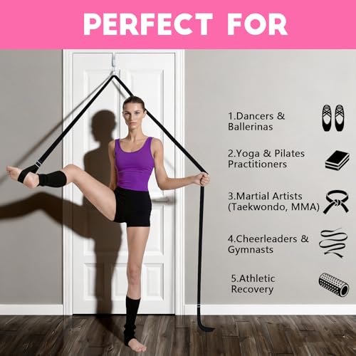 Stretching Strap with Door Anchor Improve Leg Flexibility for Splits - color: Black